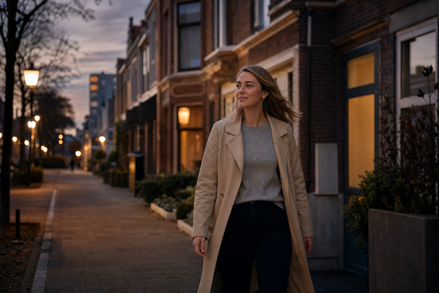 Iemand komt ’s avonds rustig en veilig thuis op een Nederlandse straat